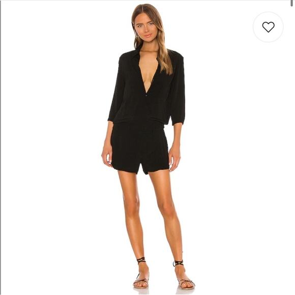 NWT Monrow Black Crepe Zip Up Romper XS - Picture 9 of 10